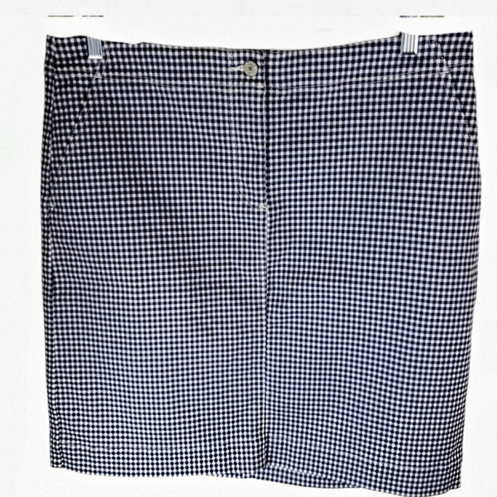 🔷 Talbots Navy Blue & White Gingham Check Pencil Skirt 🔷